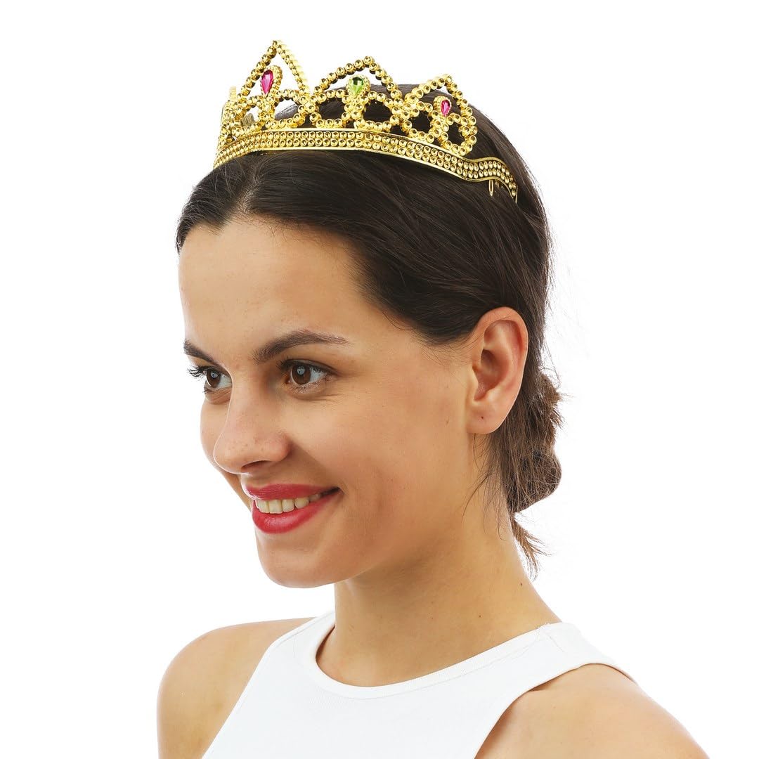 ptit-clown-17629-prinzessinnen-diadem-damen-gold-kunststoff-mit-edelsteinen image 4
