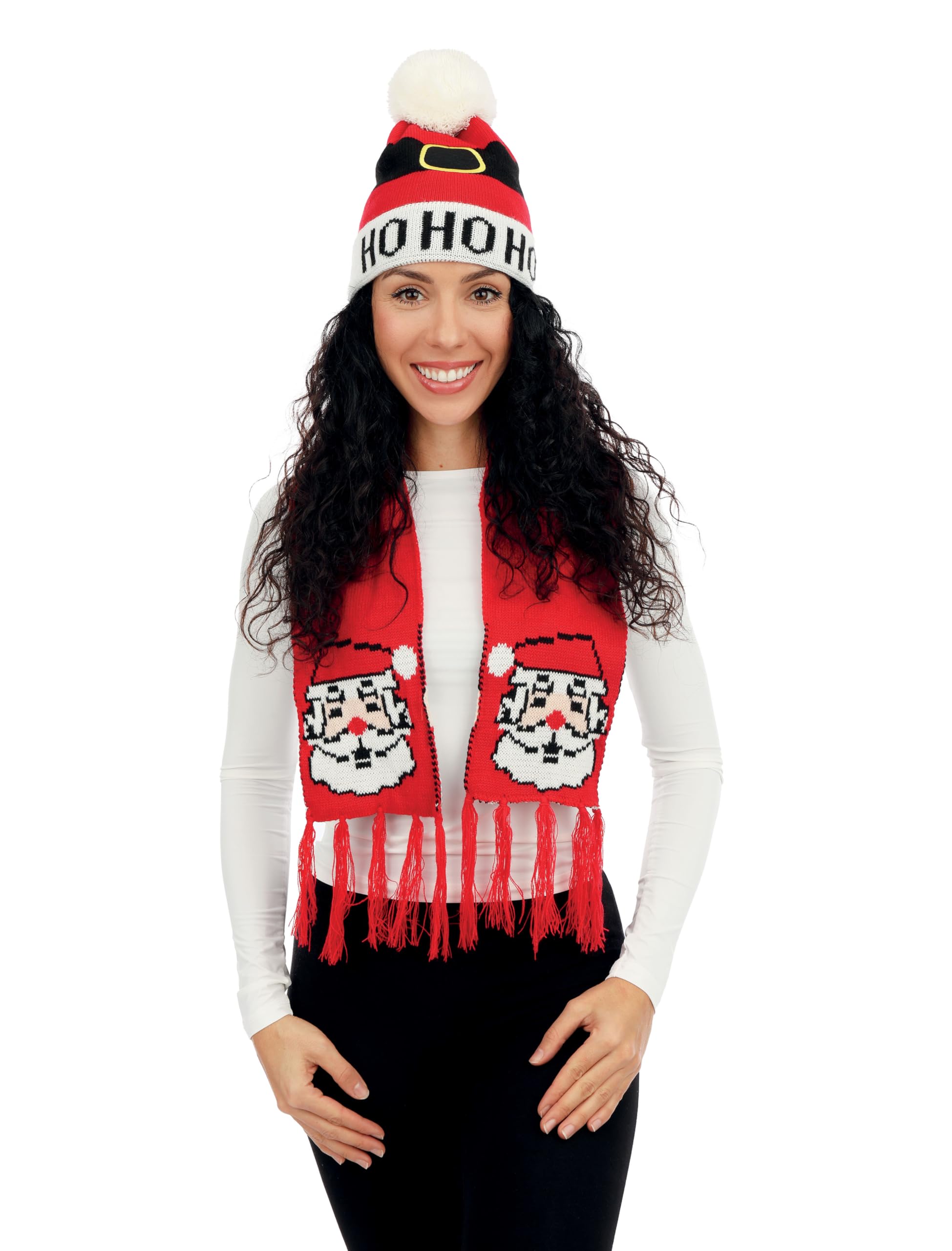 ptit-clown-weihnachtsmann-set-m-tze-schal-rot-erwachsene-einheitsgr-e image 1