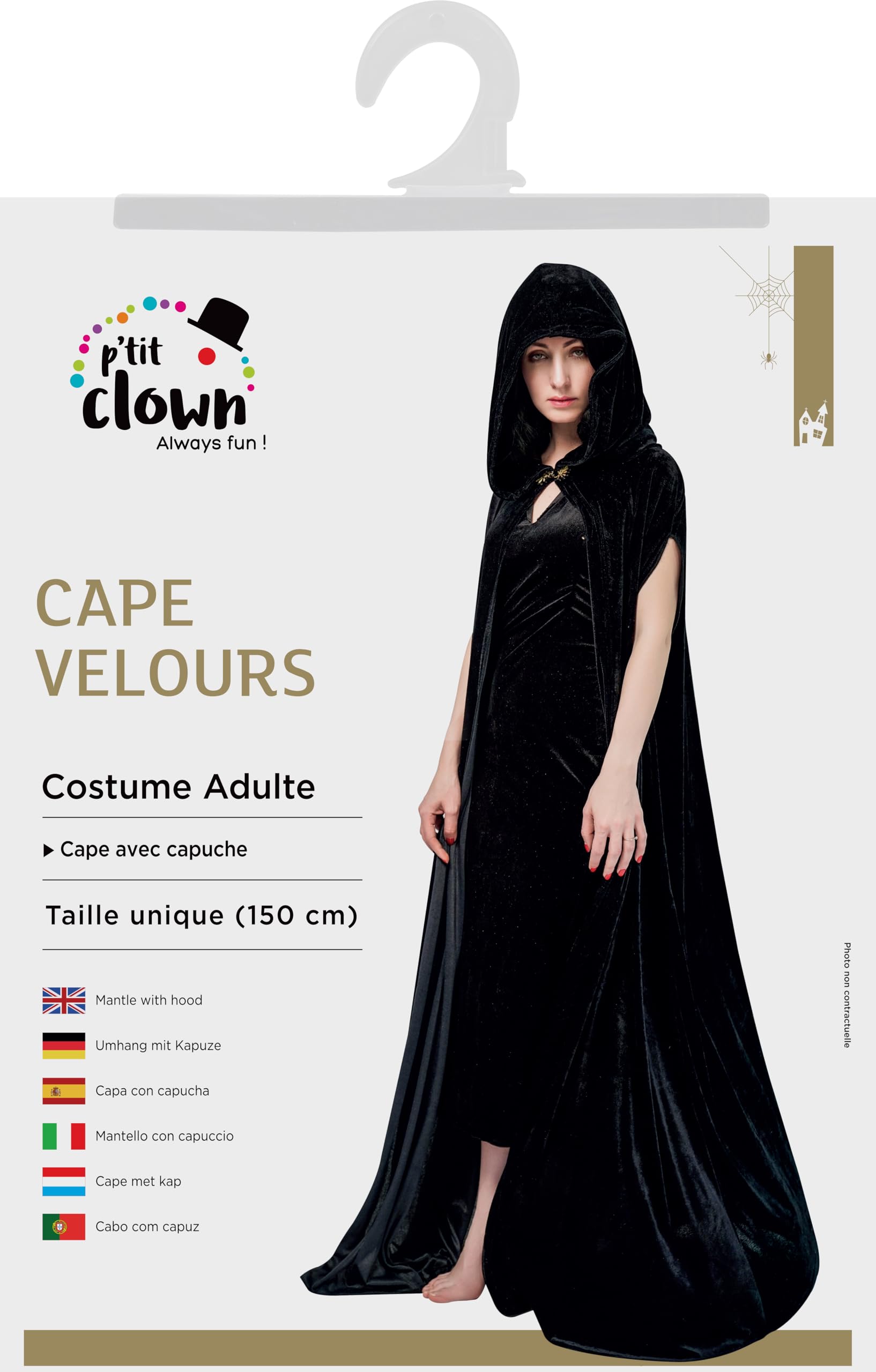 p-tit-clown-samt-umhang-damen-44430-schwarz-150-cm-mit-kapuze image 3