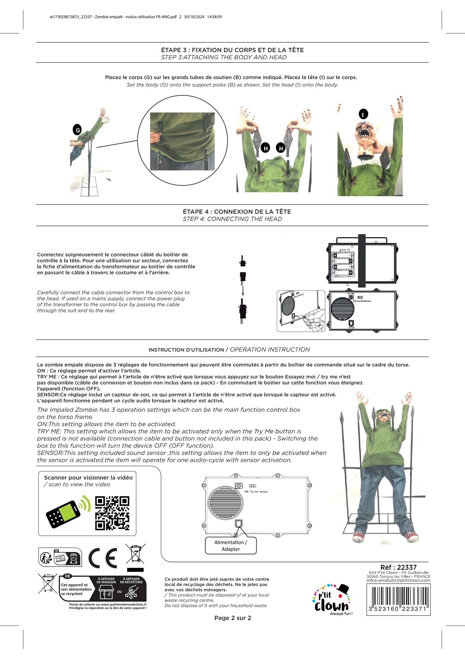 p-tit-clown-22337-animierter-aufgespie-ter-zombie-140-cm-mit-sound-und-licht image 4