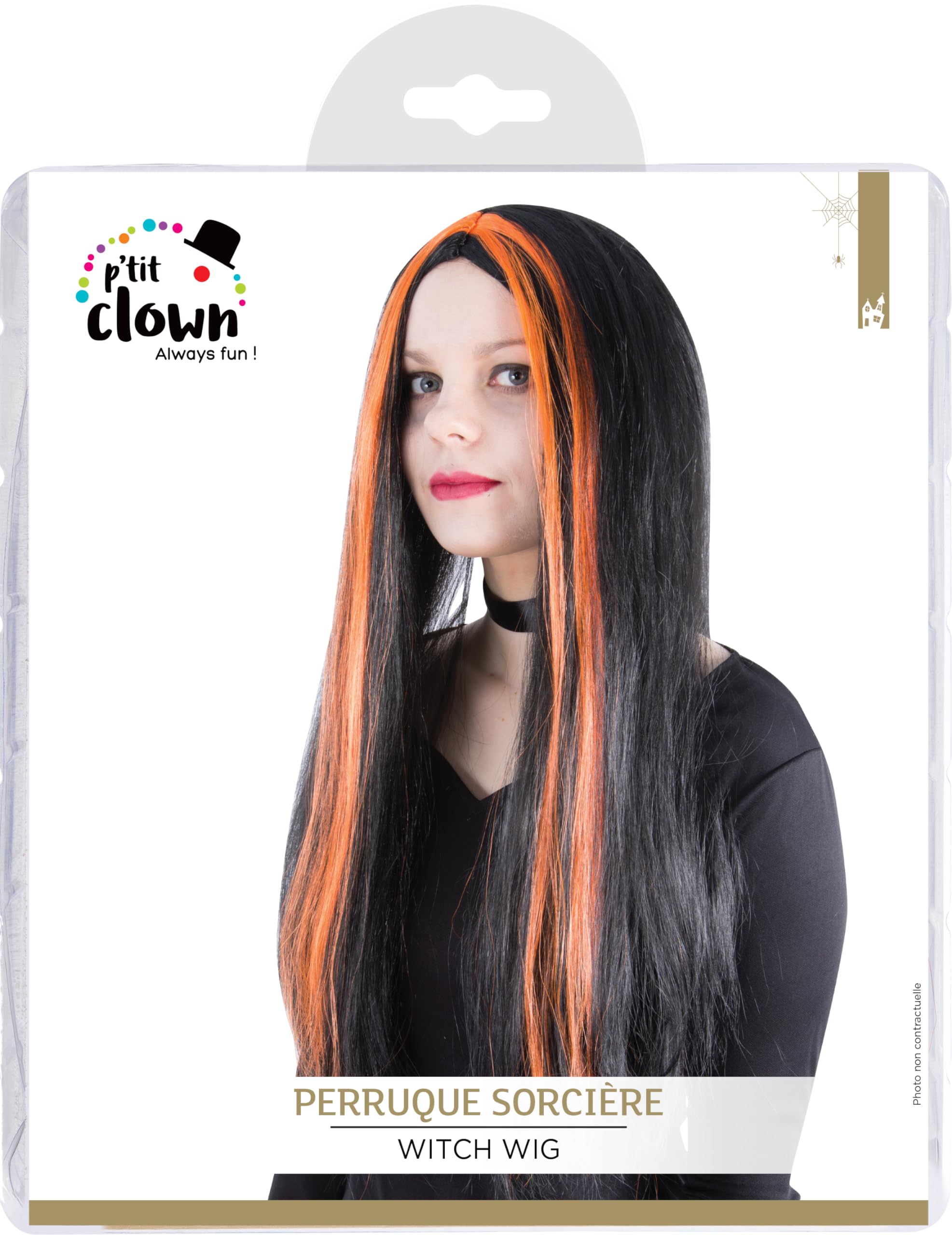 ptit-clown-11502-lange-hexenper-cke-schwarz-orange-damen-kunsthaar image 5