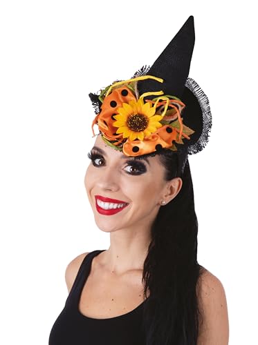 ptit-clown-22975-haarreif-mini-hut-mit-blumen-schwarz-orange-halloween image 6