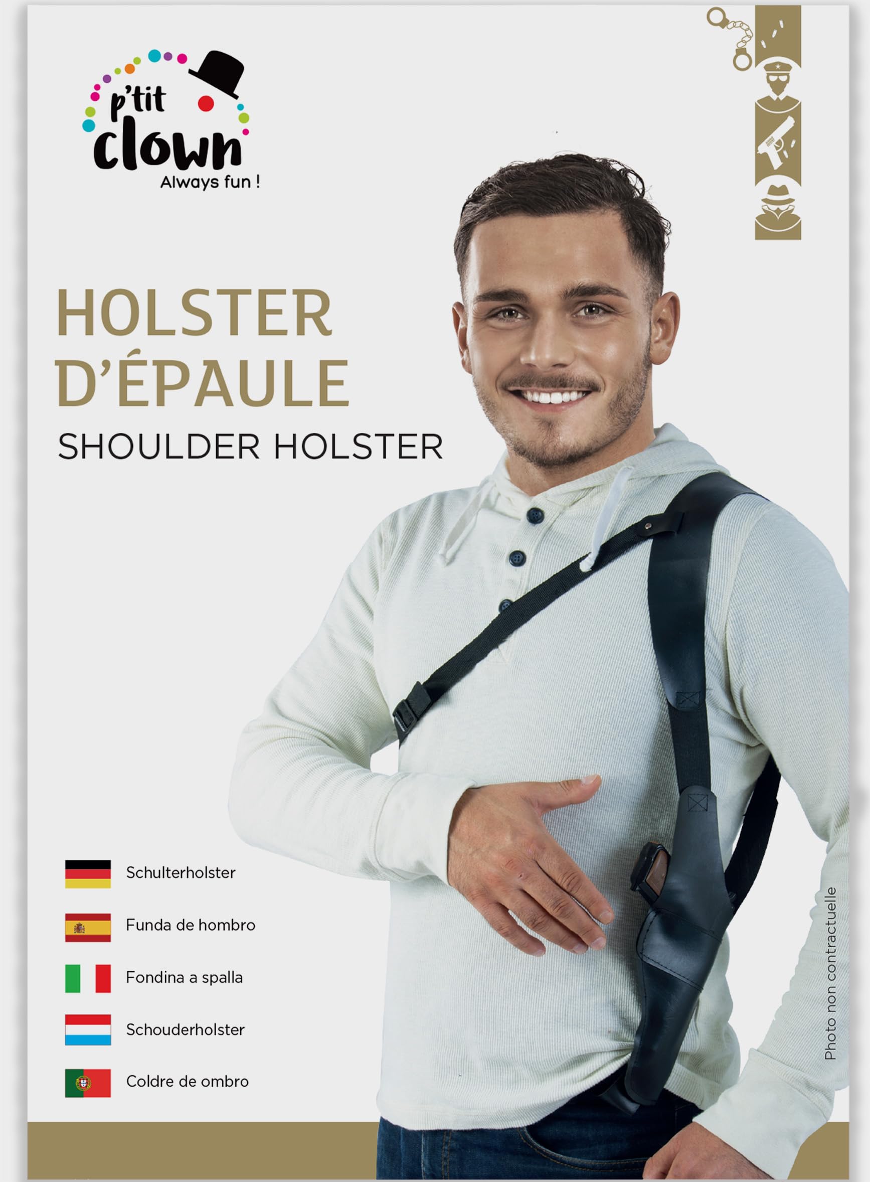 p-tit-clown-polizei-zubeh-r-set-anstecker-abzeichen-holster-kost-m image 4