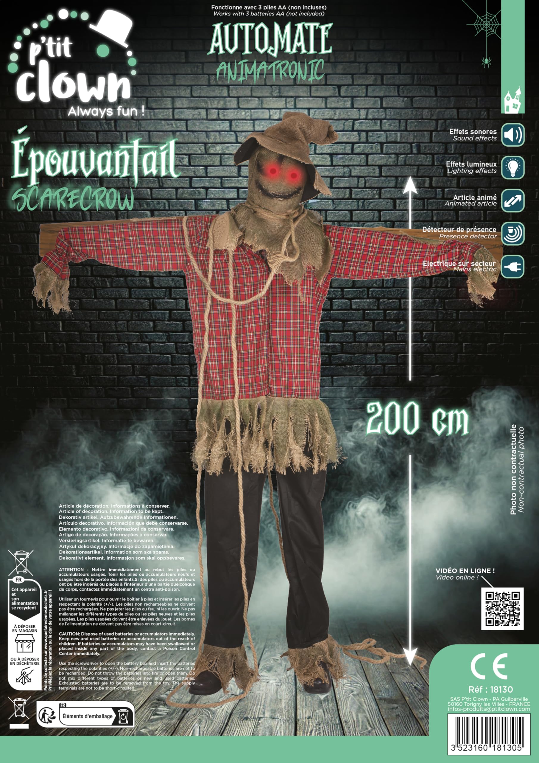 p-tit-clown-condamn-epouvantail-zombie-dekofigur-animiert-2-m-mit-licht-und-ton image 4