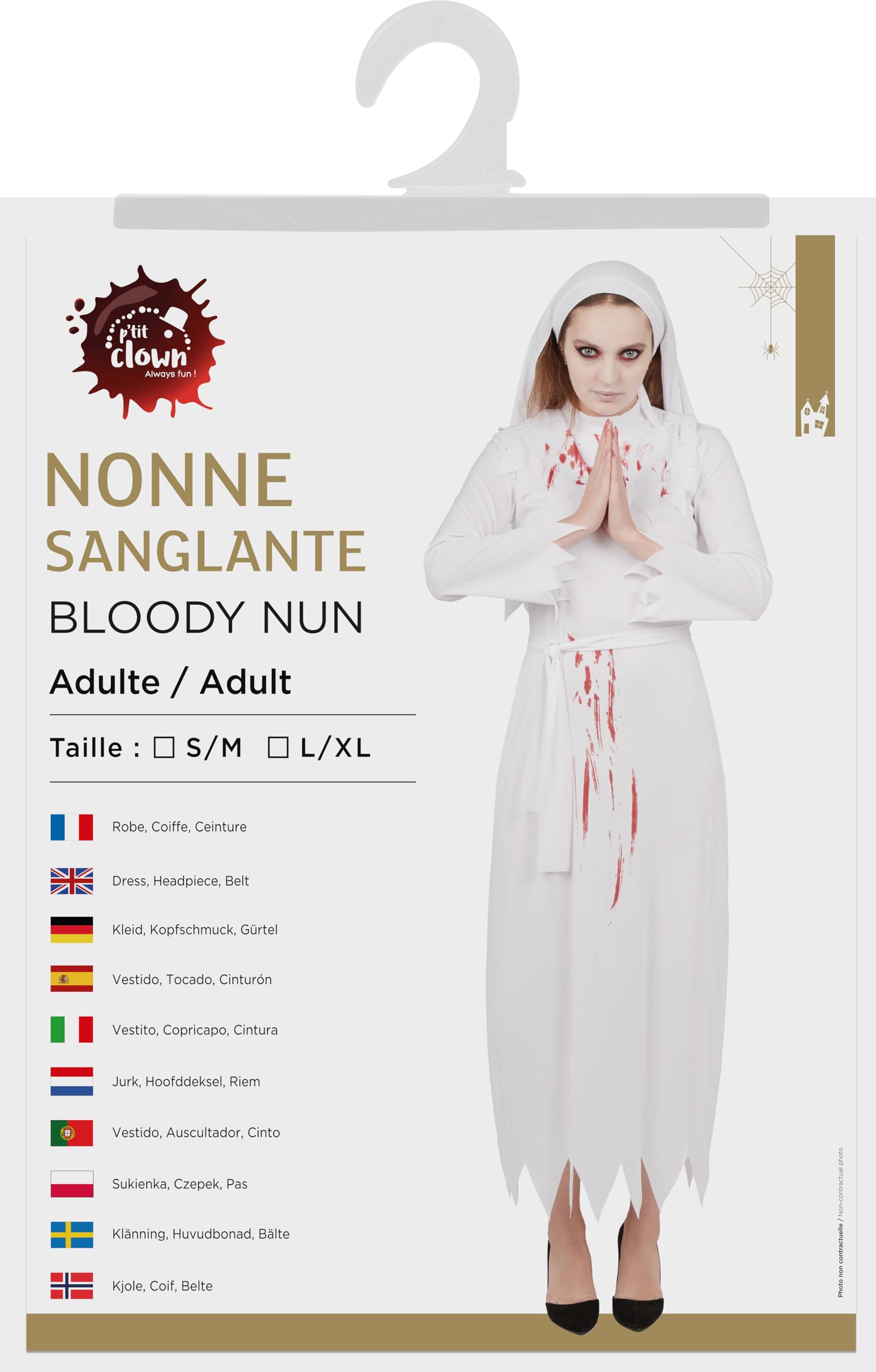 ptit-clown-blutiges-nonnenkost-m-wei-erwachsene-kleid-kopfbedeckung-g-rtel image 5