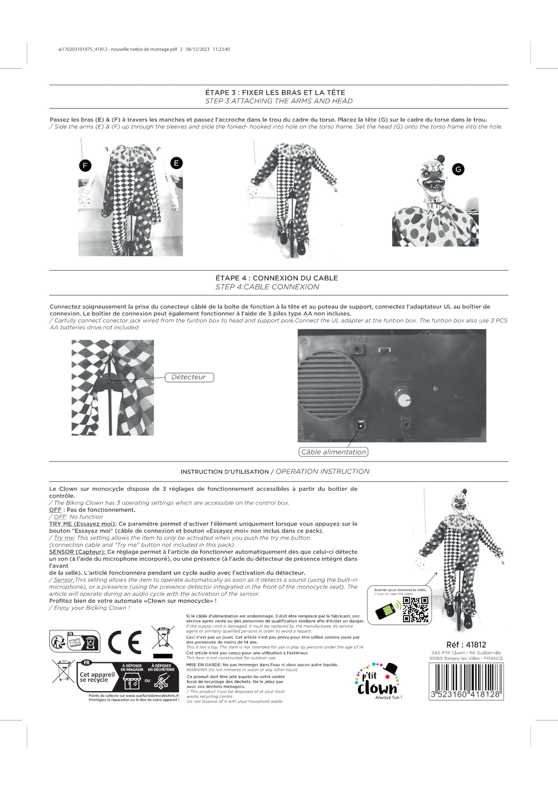 ptit-clown-halloween-automat-clown-animatronic-mit-sound-und-licht image 3