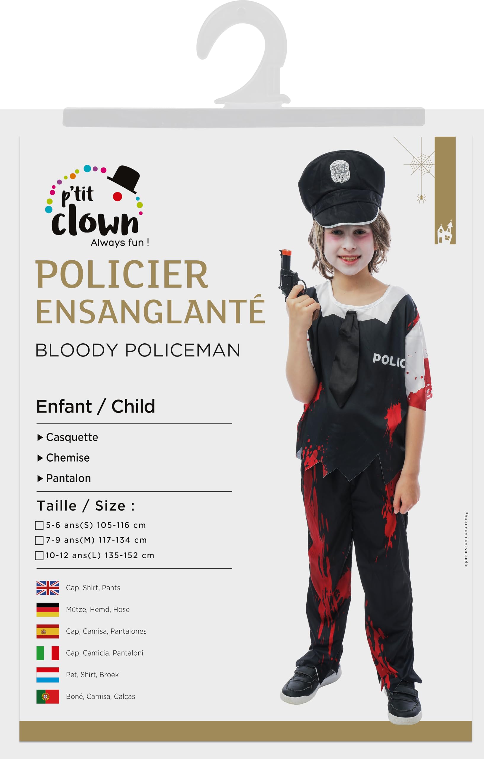 ptit-clown-verblutetes-polizisten-kost-m-kind-m-tze-hemd-hose image 5