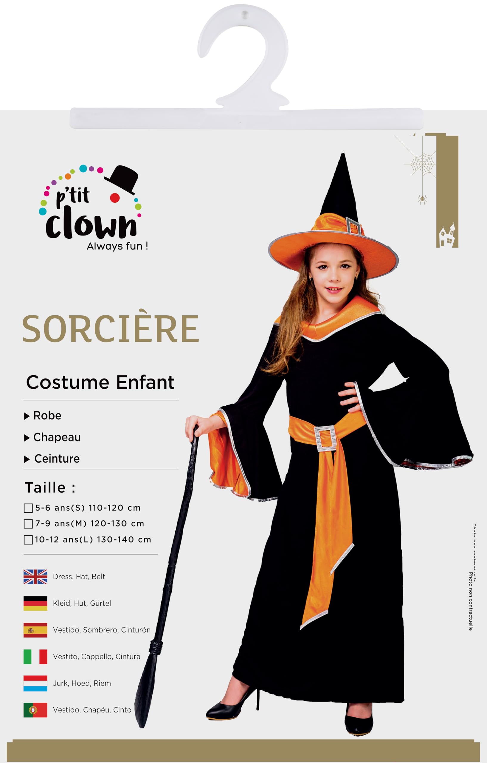 p-tit-clown-hexenkost-m-m-dchen-kinderkost-m-mit-kleid-hut-und-g-rtel image 3
