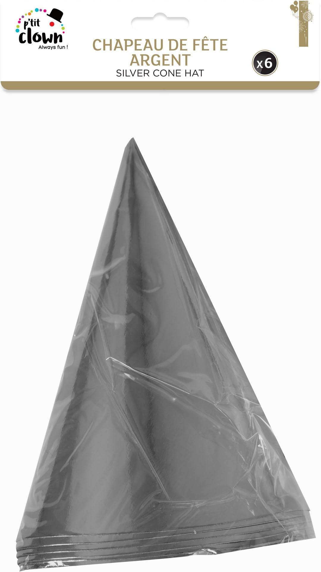 ptit-clown-chapeau-pointu-spitzhut-silber-aus-karton-6er-set image 2