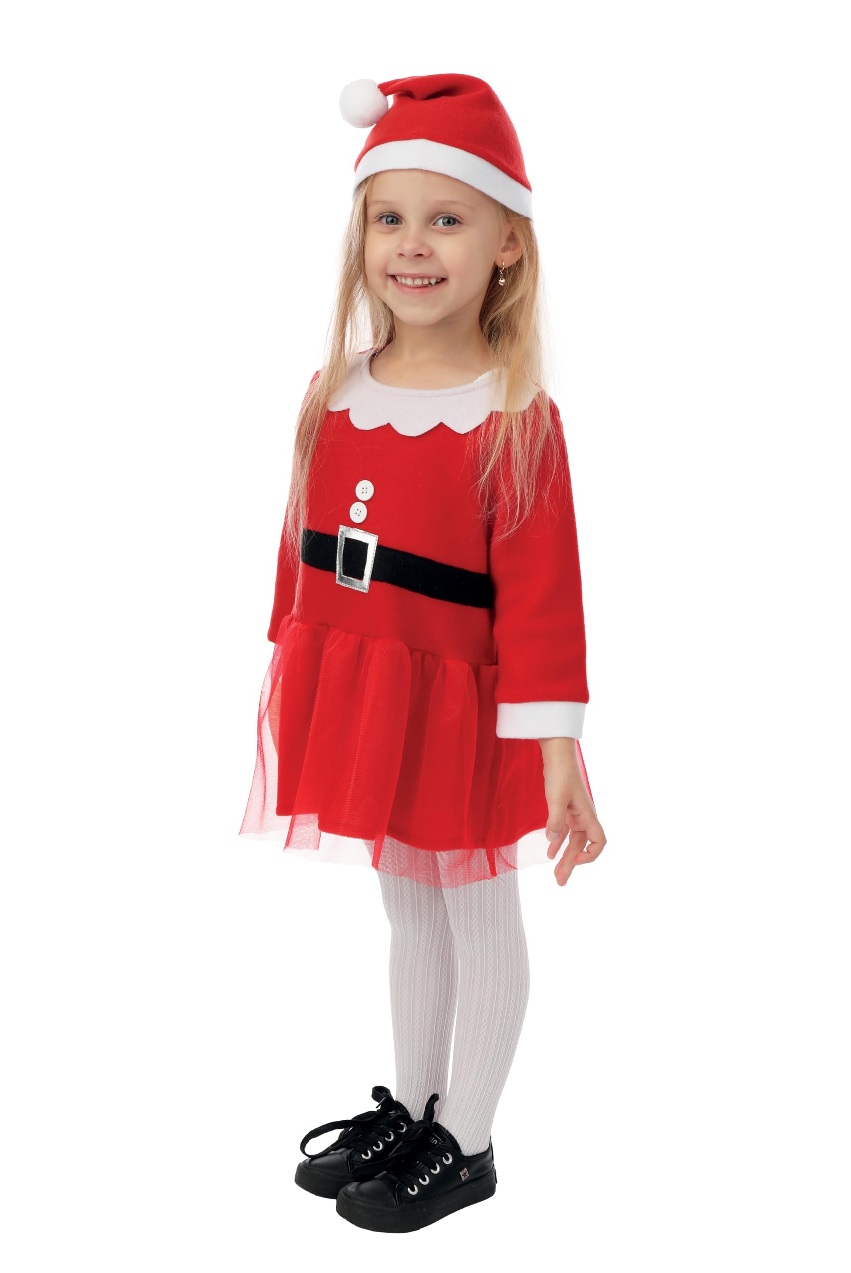 ptit-clown-miss-santa-tutu-kleid-m-tze-f-r-m-dchen-rot image 2