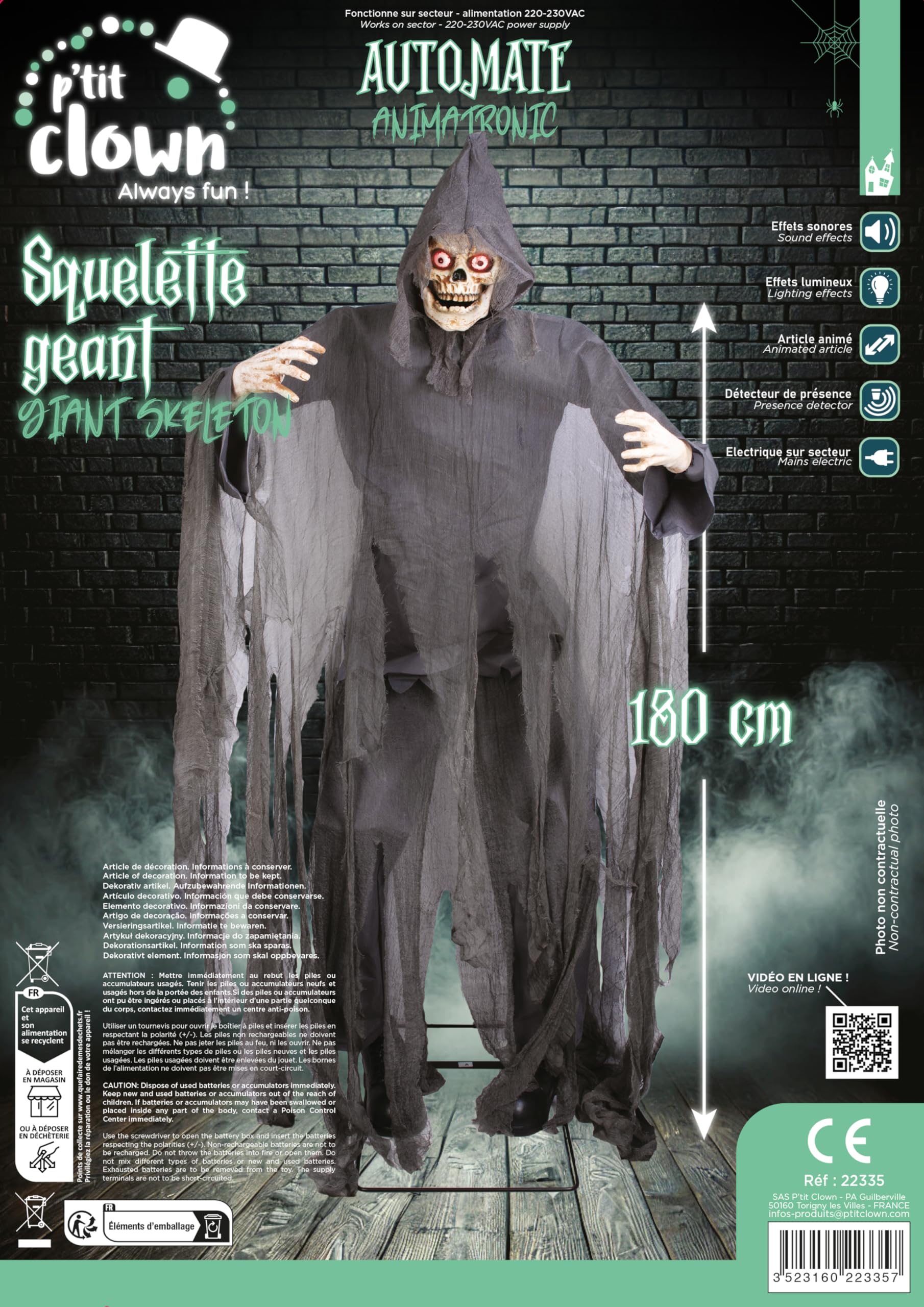 p-tit-clown-halloween-skelett-animatronic-180-cm-mit-sound-und-licht image 5