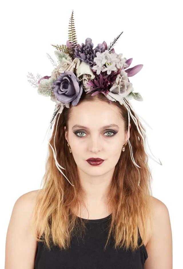 ptit-clown-haarreif-mit-totenkopf-und-blumen-skelett-haarschmuck-f-r-erwachsene- image 1