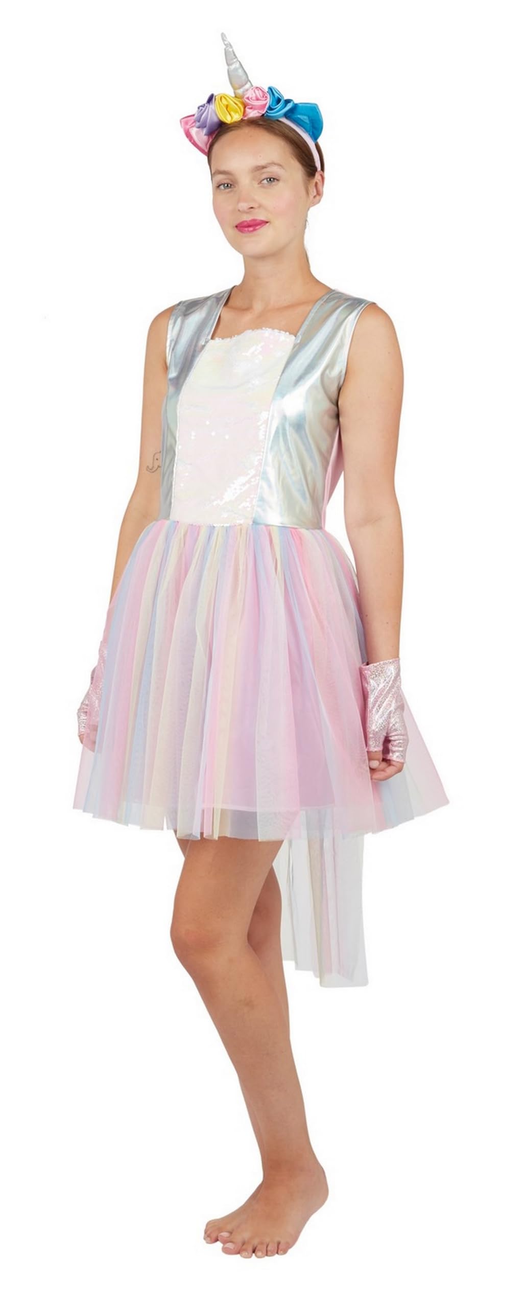 p-tit-clown-damenkost-m-einhorn-kleid-mit-kopfb-gel-f-r-karneval image 1