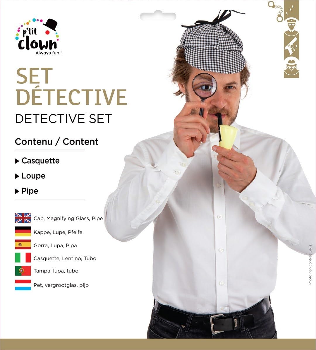 p-tit-clown-detektiv-kost-m-set-grau-schwarz-one-size-kappe-lupe-pfeife image 6