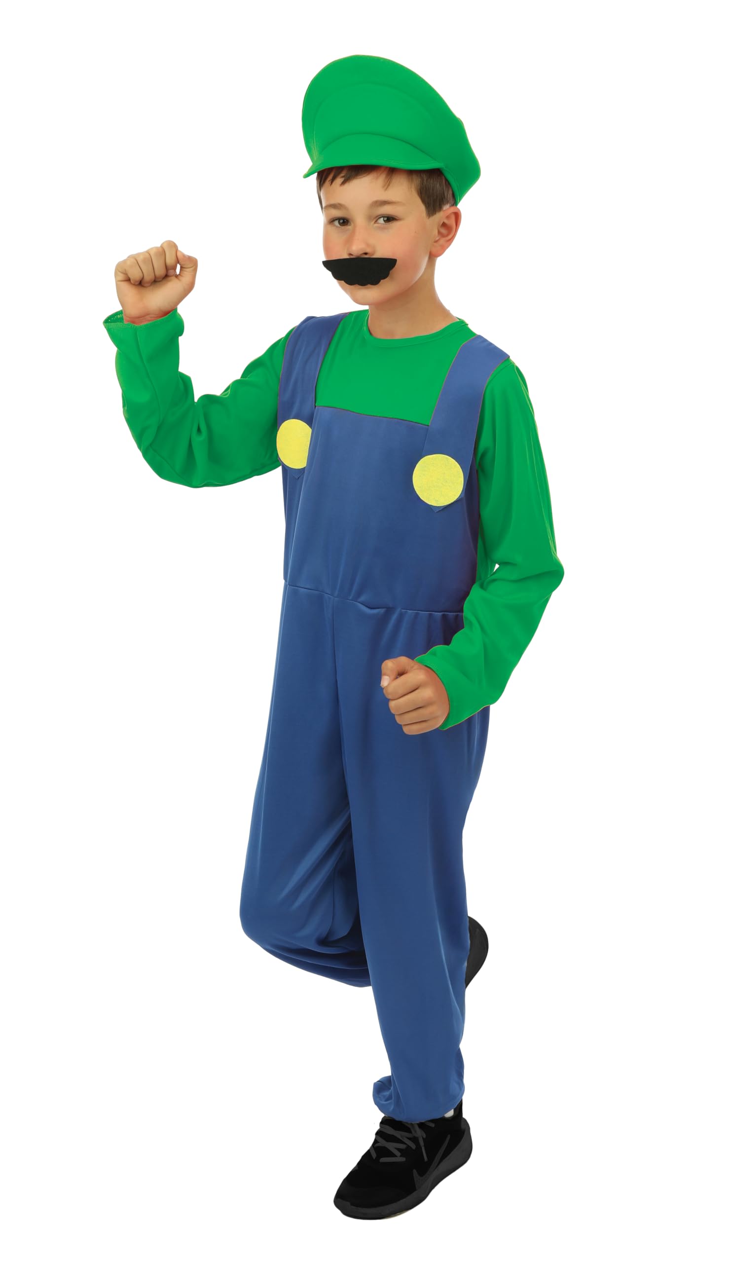 ptit-clown-klempner-kost-m-kinder-overall-mit-m-tze-und-schnurrbart image 2