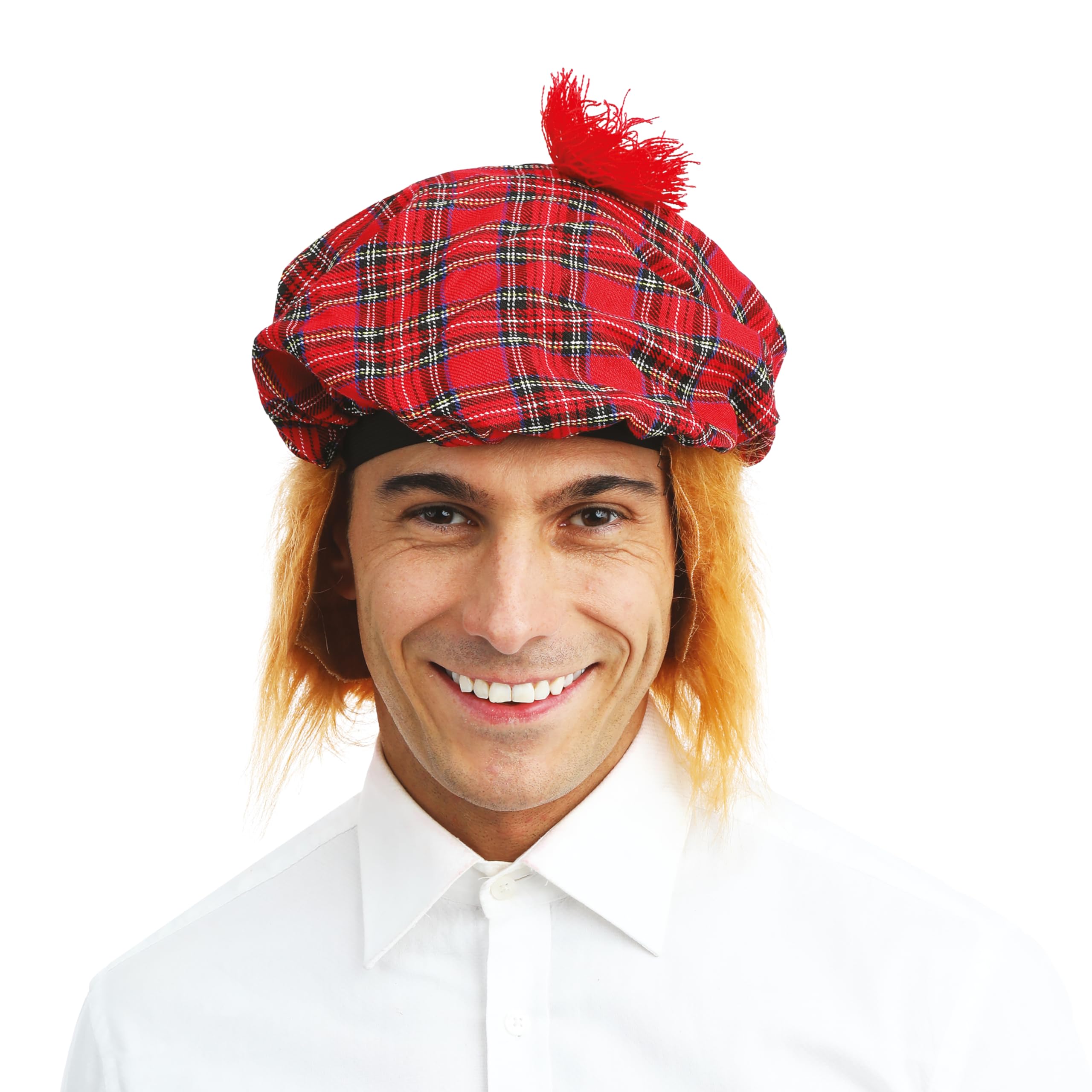 ptit-clown-77310-schotten-barett-mit-haar-mehrfarbig-erwachsene-59-cm image 1