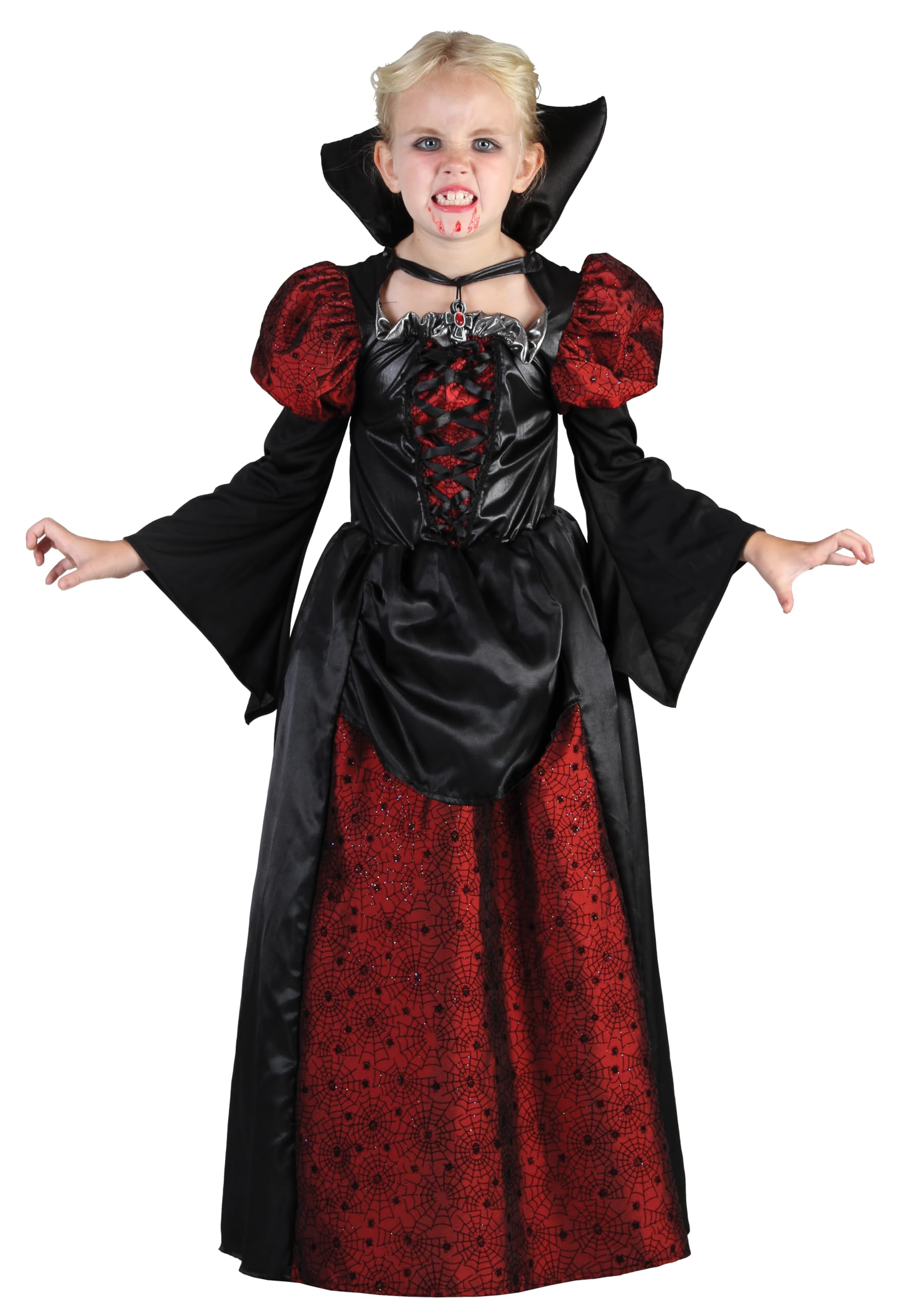 p-tit-clown-vampir-kost-m-f-r-m-dchen-rot-schwarz-jade image 1