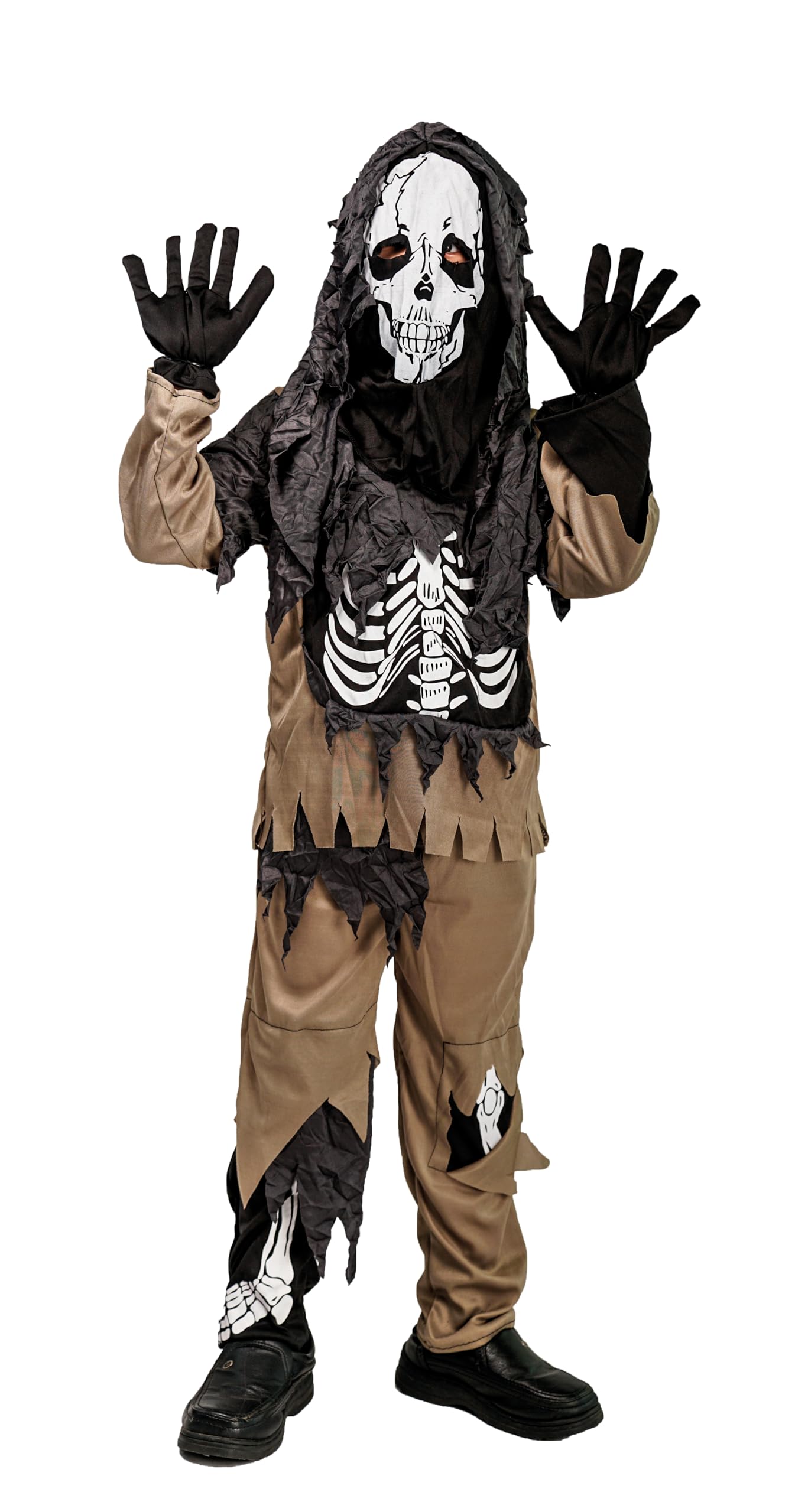 ptit-clown-kinder-skelett-zombie-kost-m-komplett-mit-handschuhen image 1