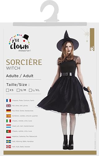 ptit-clown-hexenkost-m-damen-schwarz-gr-e-l-kleid-hut-und-handschuhe image 7