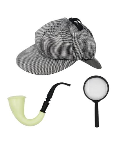 p-tit-clown-detektiv-kost-m-set-grau-schwarz-one-size-kappe-lupe-pfeife image 7