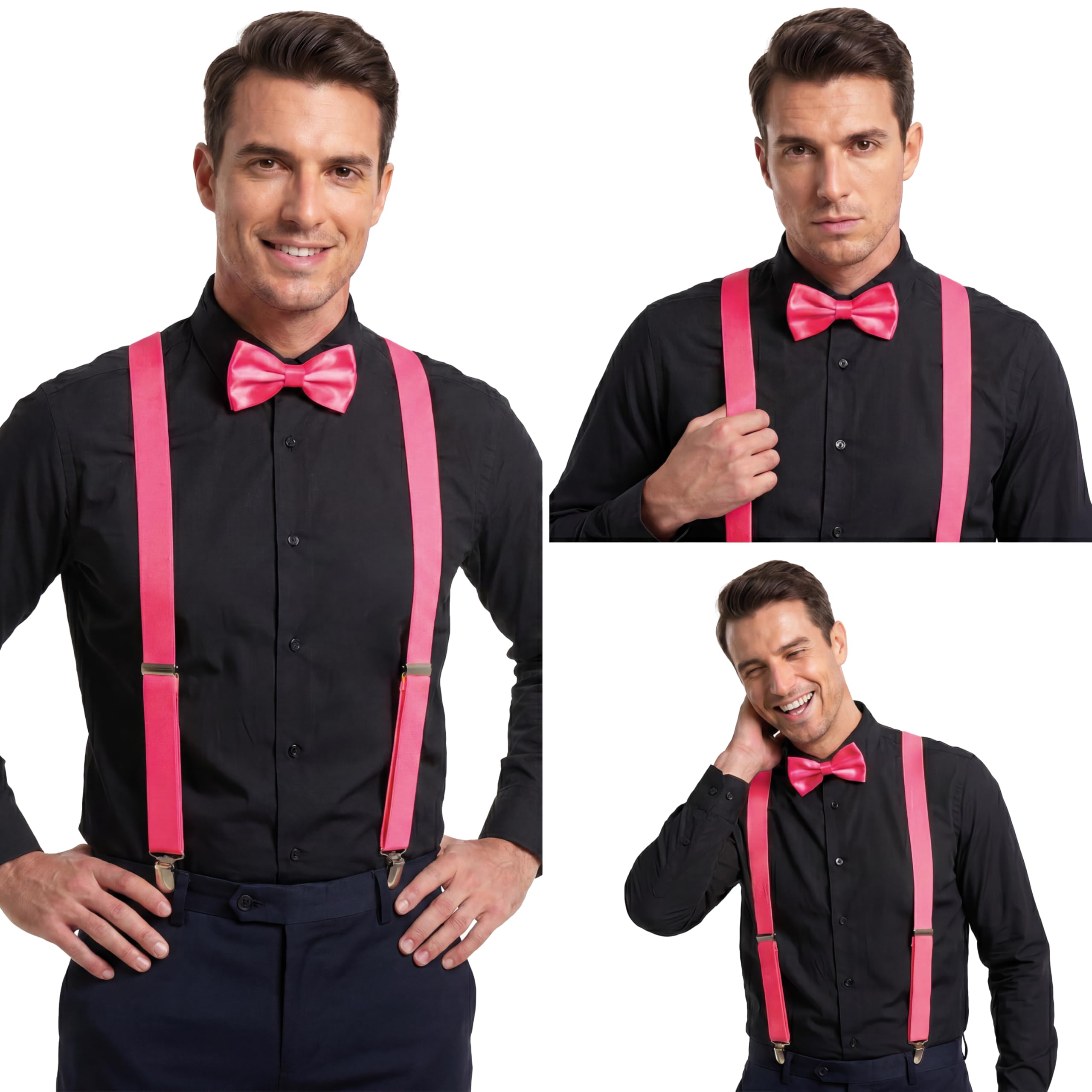 ptit-clown-11893-fliege-aus-stoff-vorgeknotet-verstellbar-neonrosa image 5