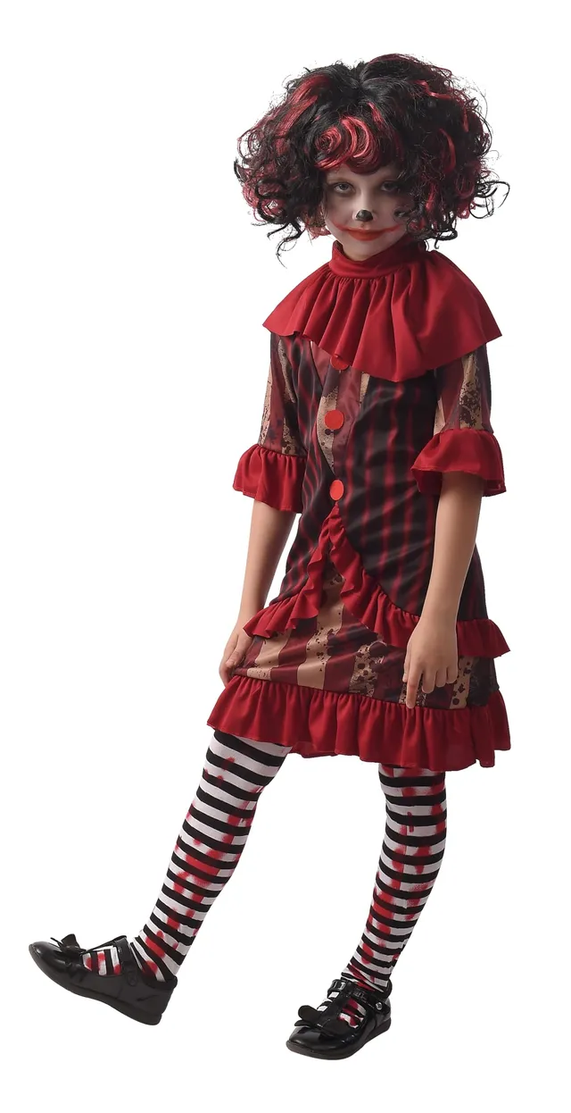 ptit-clown-clown-m-dchen-kost-m-kinder-mit-kleid-und-kragen image 1