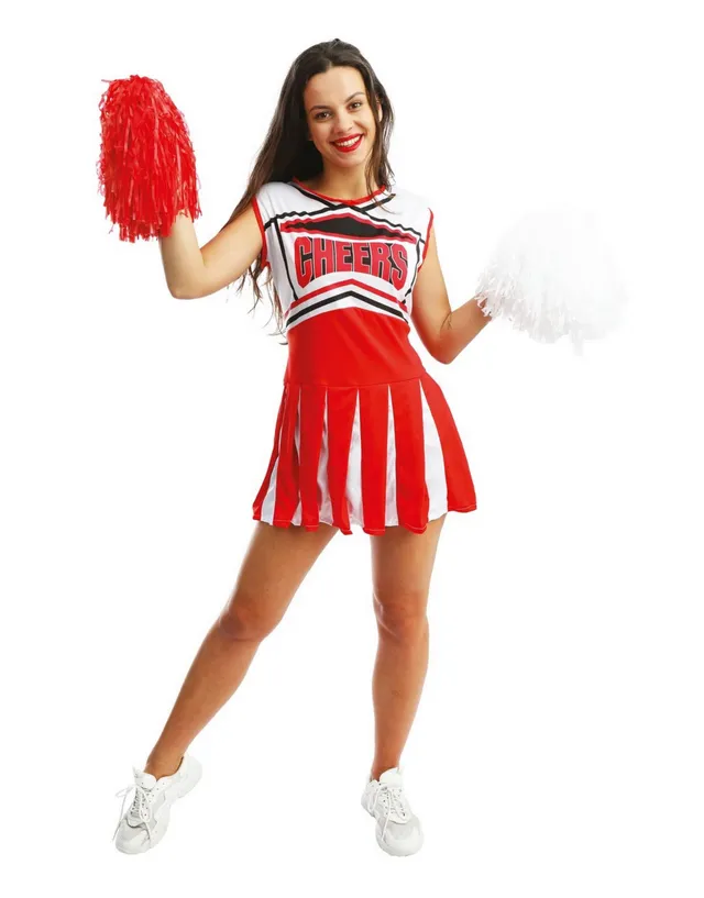 ptit-clown-pompom-girl-cheerleader-kost-m-damen-rot-wei-polyester image 1