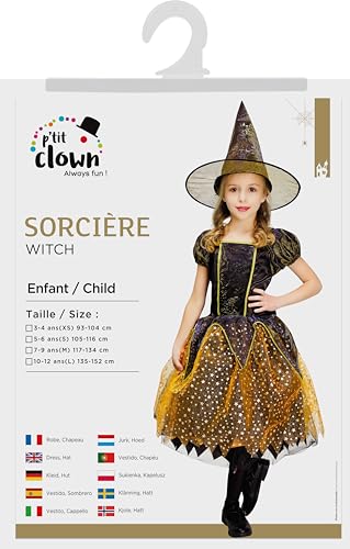 ptit-clown-hexen-kost-m-m-dchen-10-12-jahre-orange-schwarz-mit-hut image 7