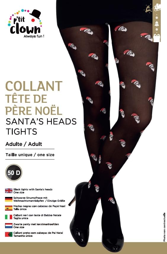 p-tit-clown-strumpfhose-weihnachtsmannk-pfe-schwarz-damen image 4