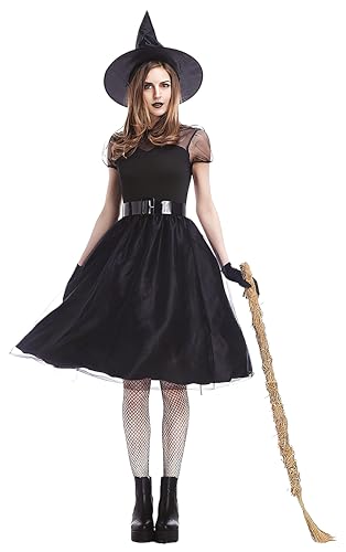 ptit-clown-hexenkost-m-damen-schwarz-gr-e-l-kleid-hut-und-handschuhe image 5