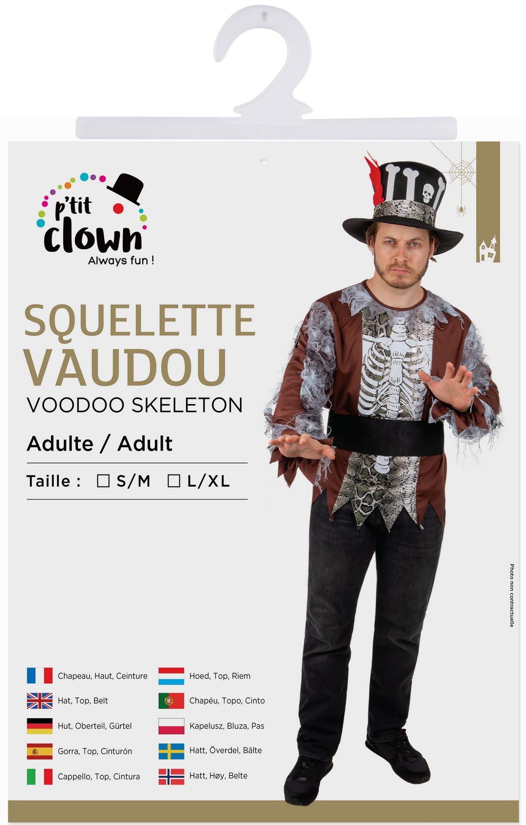 p-tit-clown-skelett-kost-m-voodoo-erwachsene-mit-hut-halloween-kost-m image 5