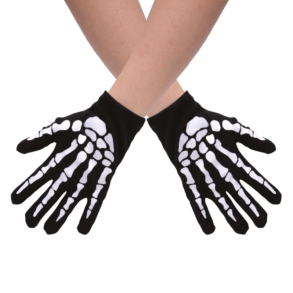 ptit-clown-skelett-handschuhe-kinder-schwarz-wei-kost-mhandschuhe image 1