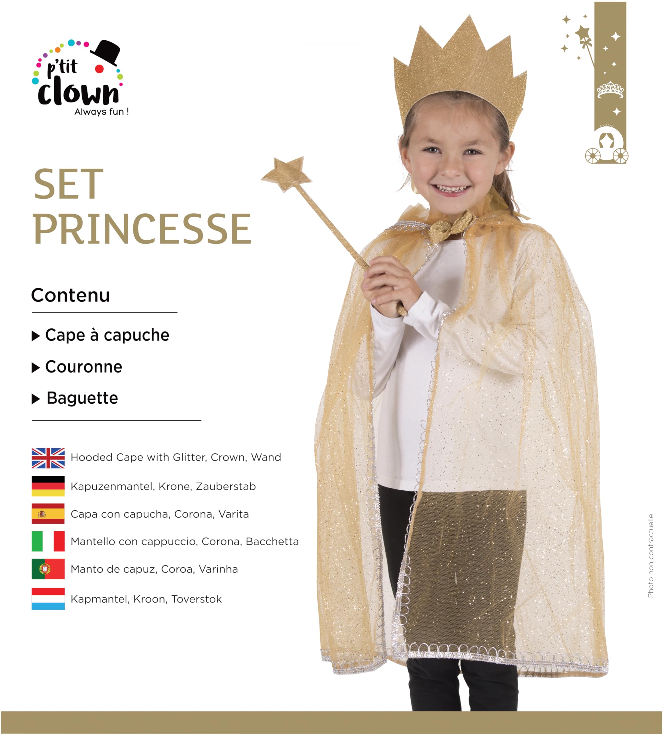 ptit-clown-zubeh-r-set-glitzerprinzessin-m-dchen-einheitsgr-e-gold image 5