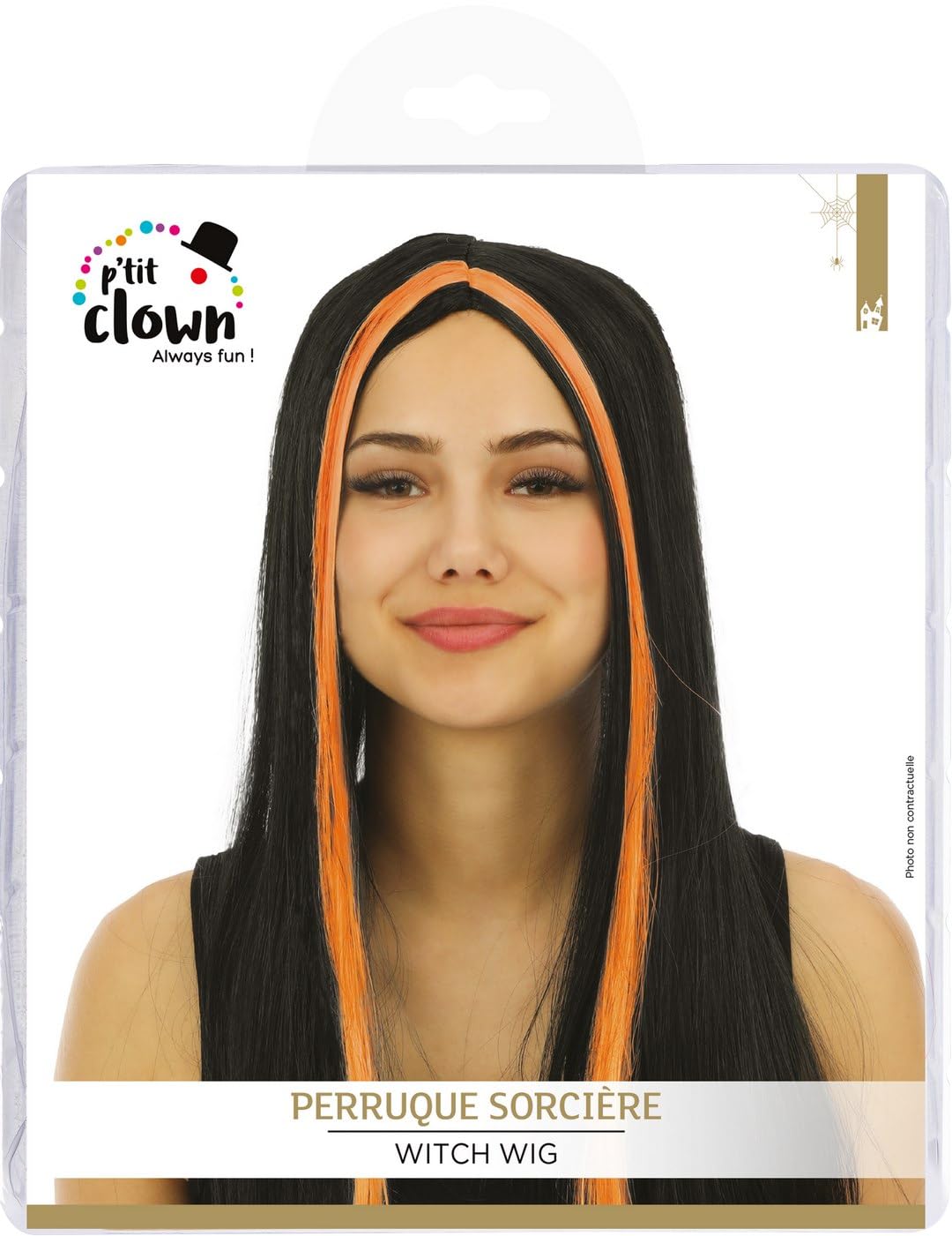 ptit-clown-11502-lange-hexenper-cke-schwarz-orange-damen-kunsthaar image 4