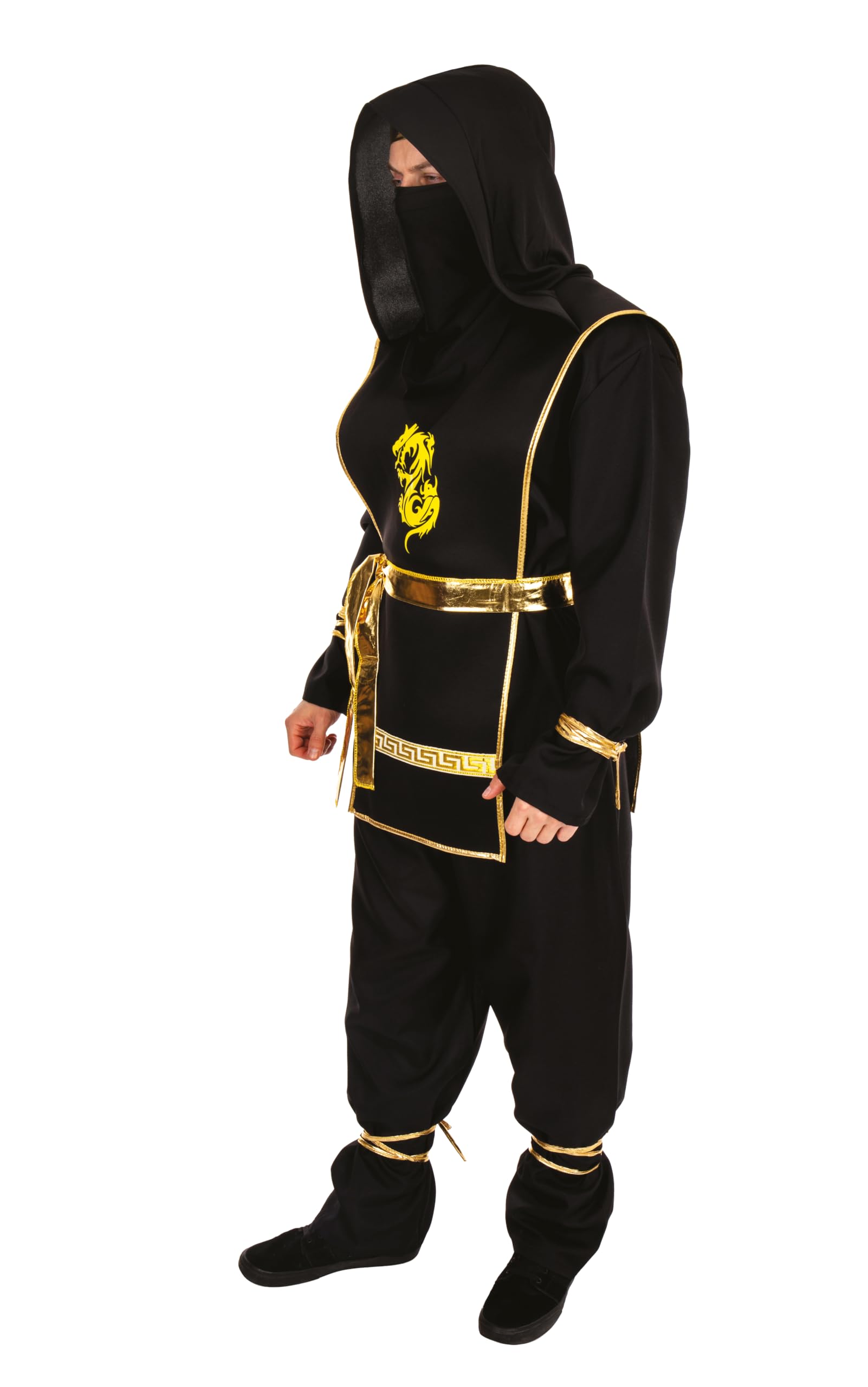 ptit-clown-ninja-kost-m-erwachsene-schwarz-gold-polyester image 2