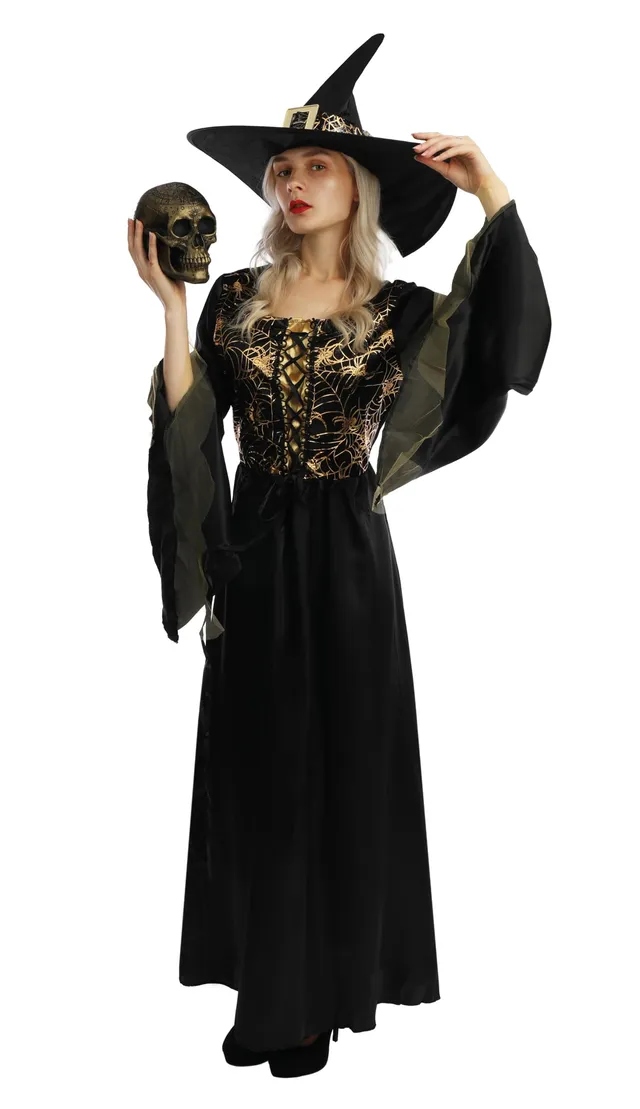 p-tit-clown-mittelalter-hexenkost-m-damen-schwarz-gold image 1
