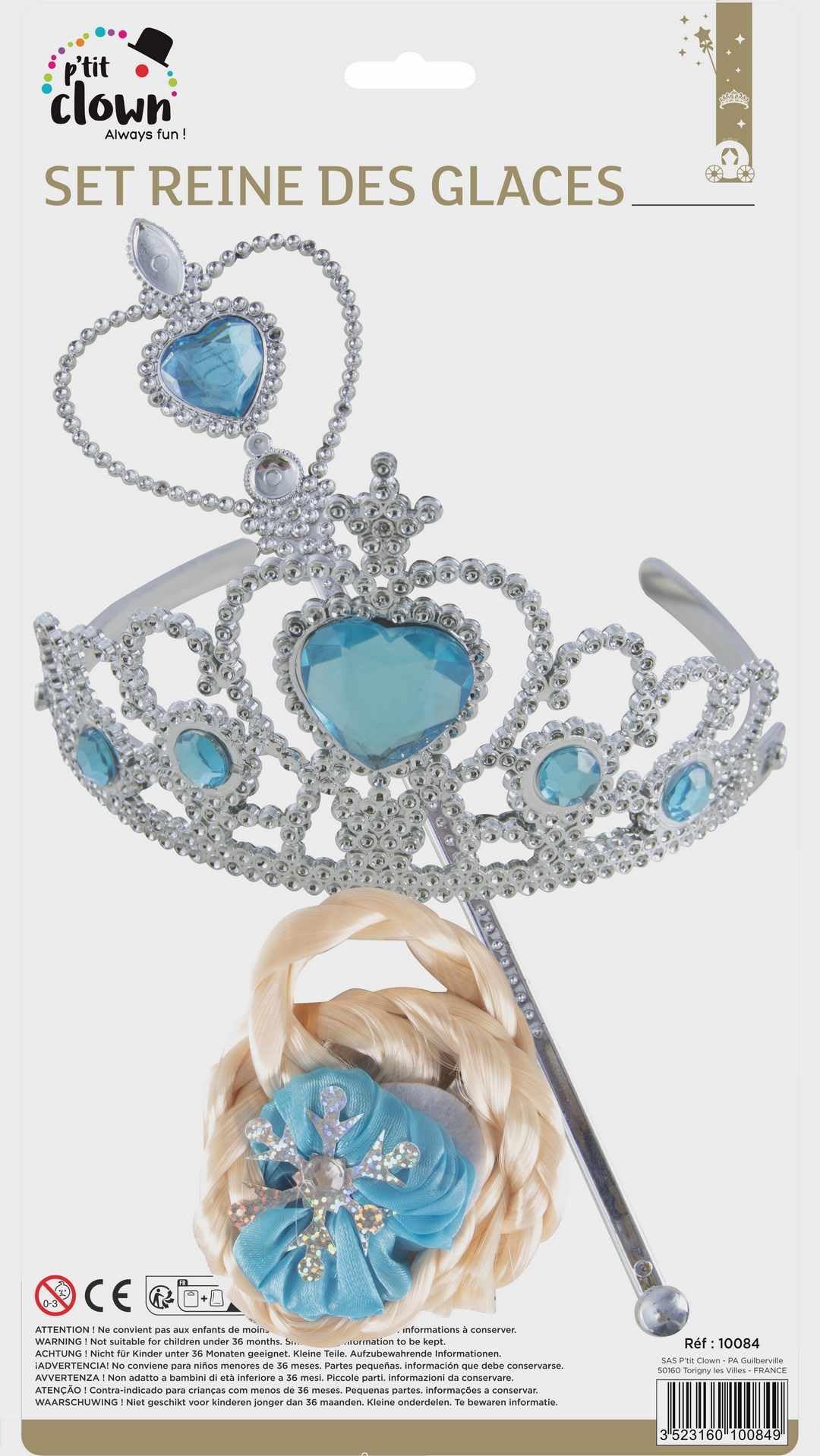 ptit-clown-10084-queen-of-eis-kost-m-set-diadem-zauberstab-und-zopf-one-size image 2