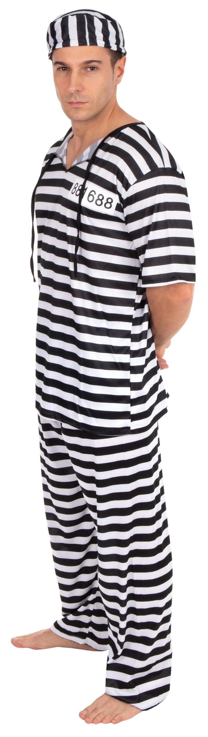 ptit-clown-bagnard-str-fling-kost-m-erwachsene-schwarz-wei-gestreift-polyester image 2