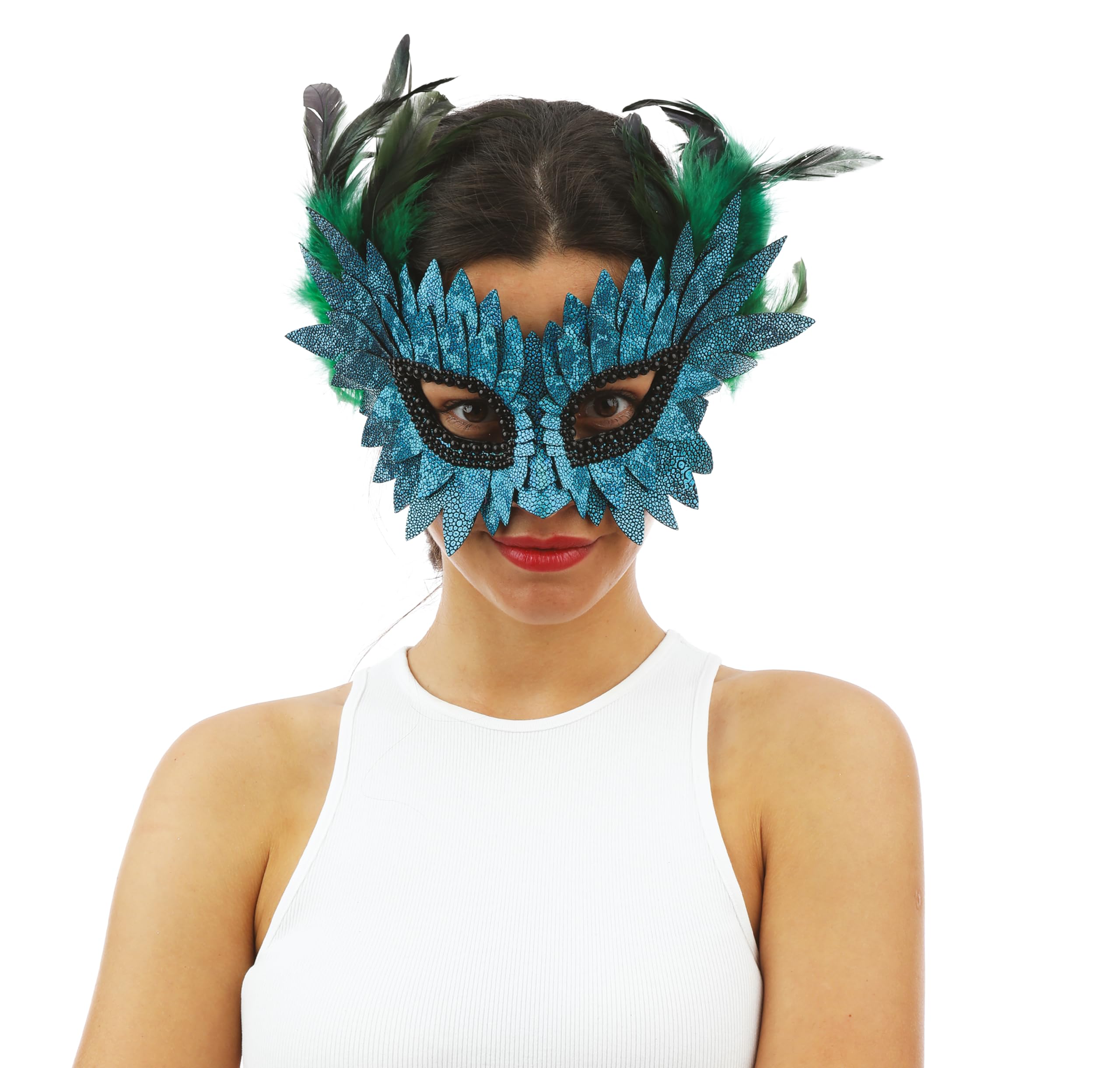 p-tit-clown-23387-wolf-maske-mit-federn-und-schuppen-blau-f-r-erwachsene-luxus-h image 2