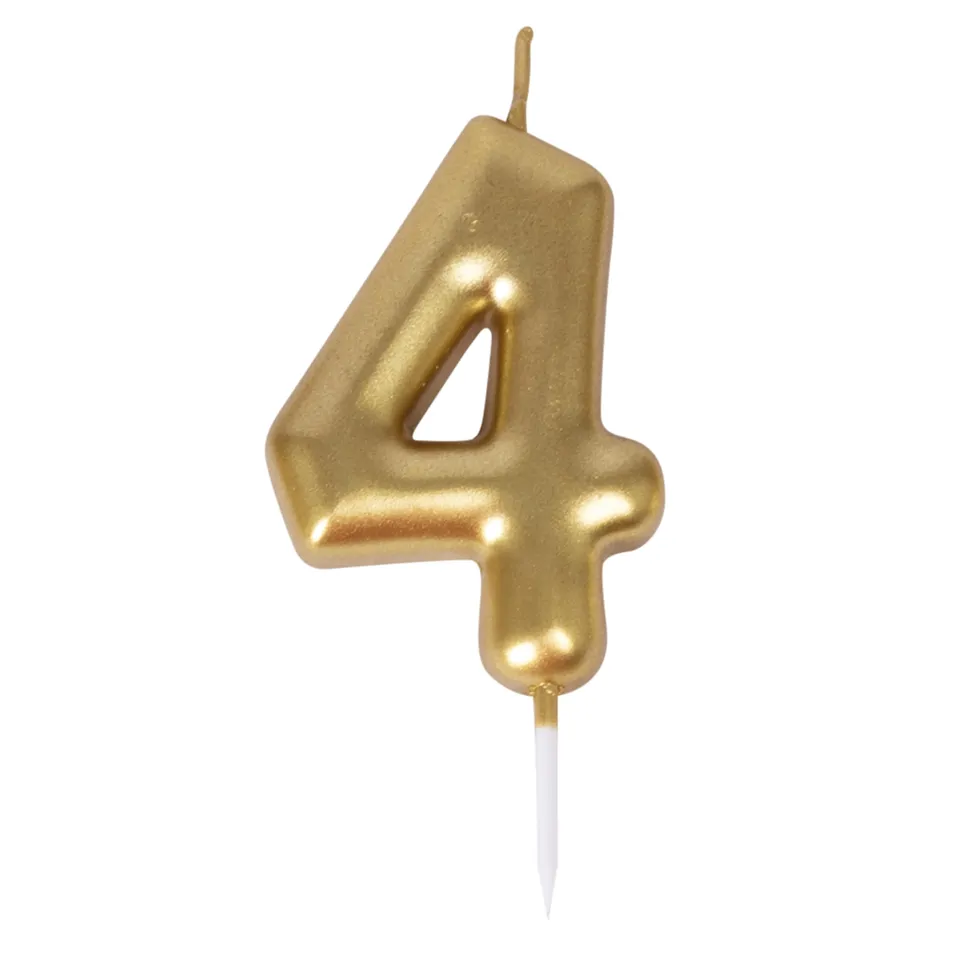 ptit-clown-goldkerze-zahl-4-goldene-zahlenkerze-f-r-geburtstag-und-jubil-um image 1