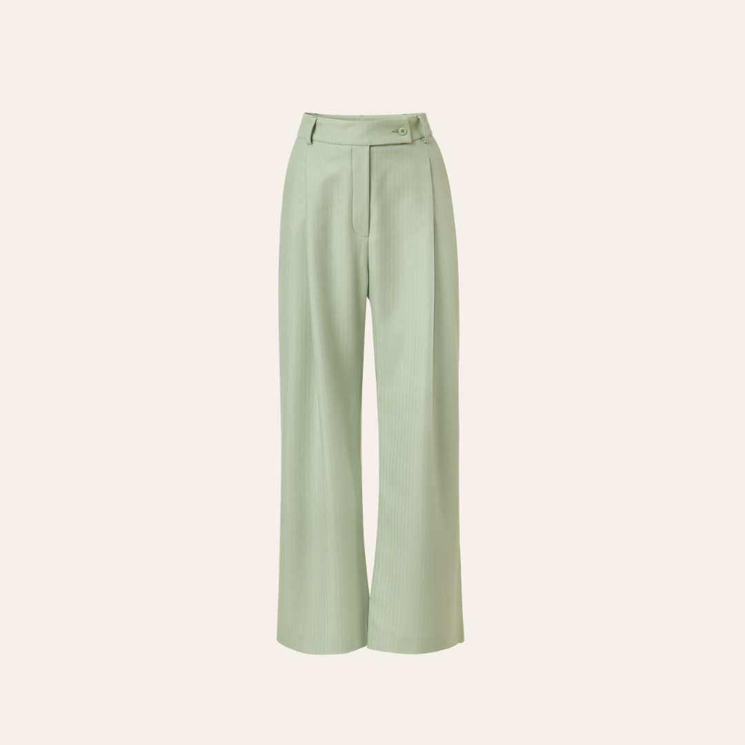 lotta-ludwigson-alva-hose-high-waist-wide-leg-sage-green-herringbone image 1
