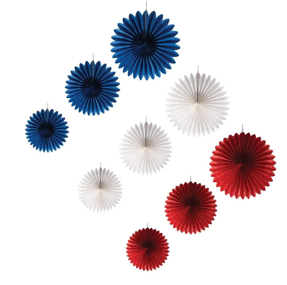 ptit-clown-23307-h-nge-rosetten-blau-wei-rot-9-st-ck-papier image 1