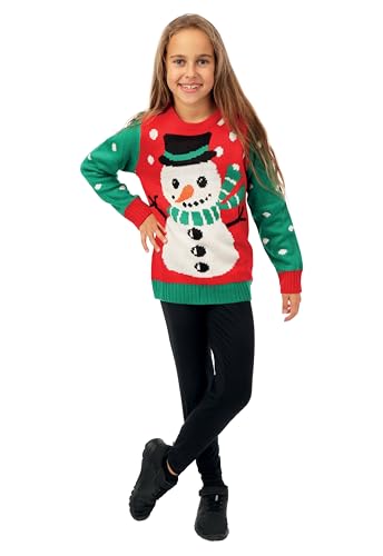 ptit-clown-weihnachtspullover-kinder-gr-n-rot-schneemann-10-12-jahre-128-140-cm image 5