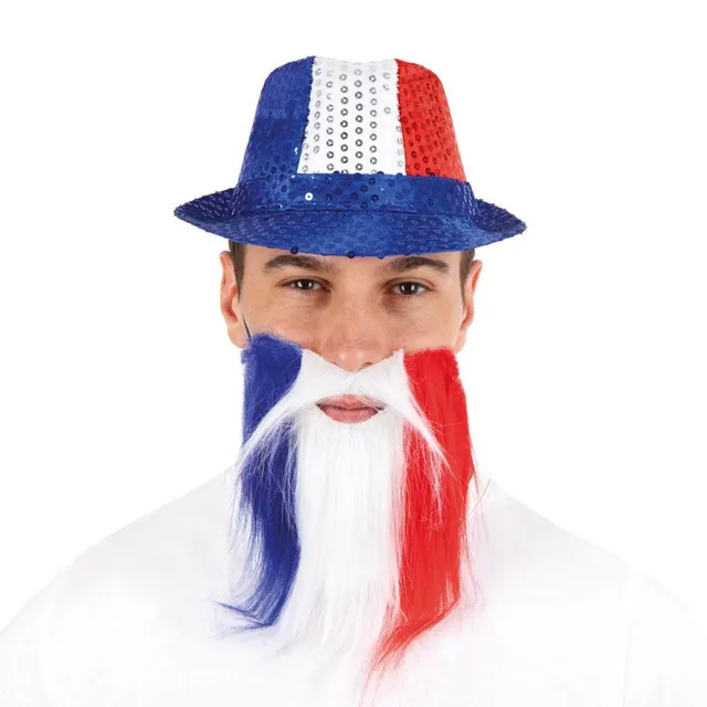ptit-clown-18181-schnurrbart-und-bart-blau-wei-rot-frankreich-fan image 1