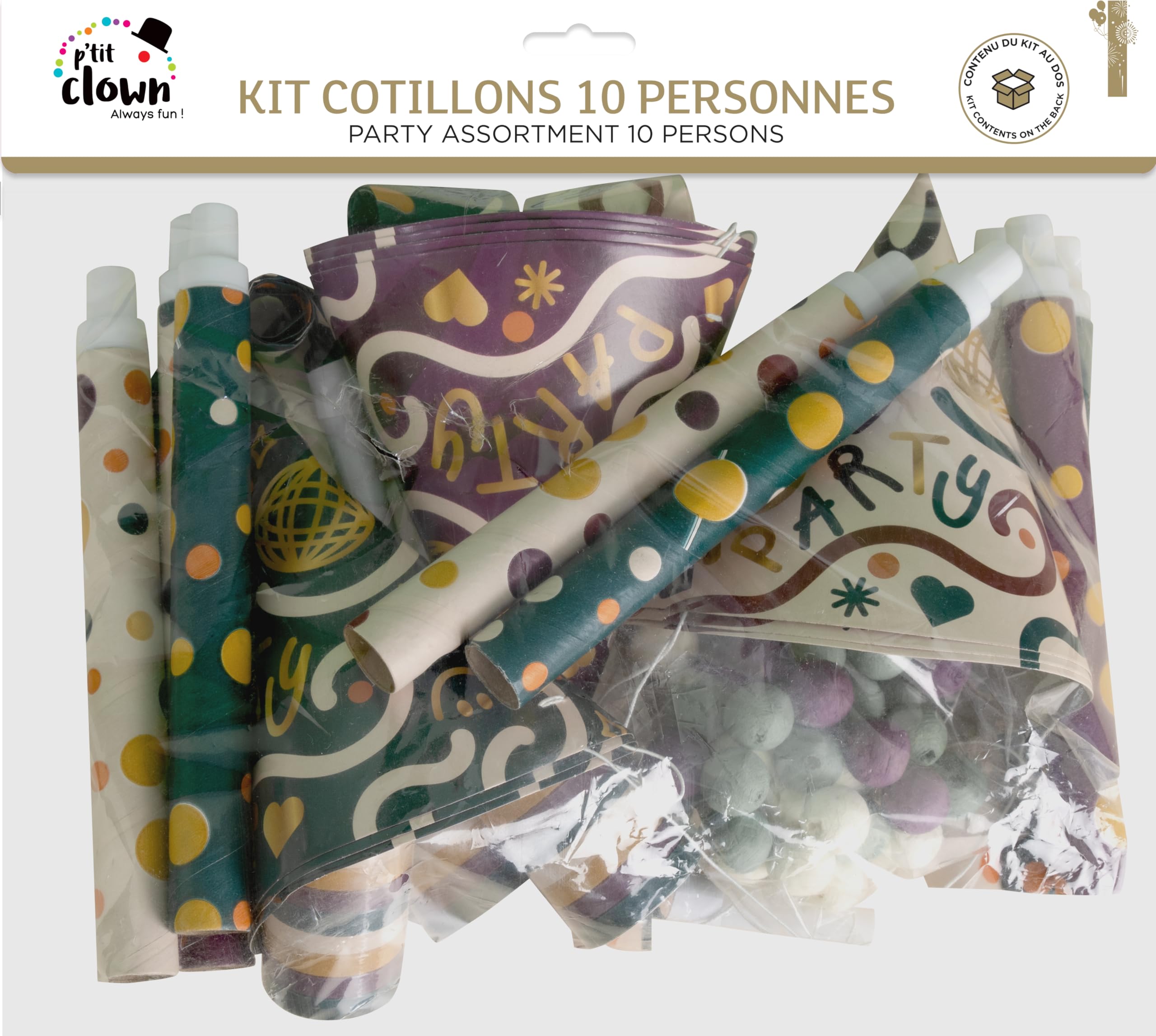 ptit-clown-23444-party-set-f-r-10-personen-mehrfarbig-hut-und-zubeh-r image 2