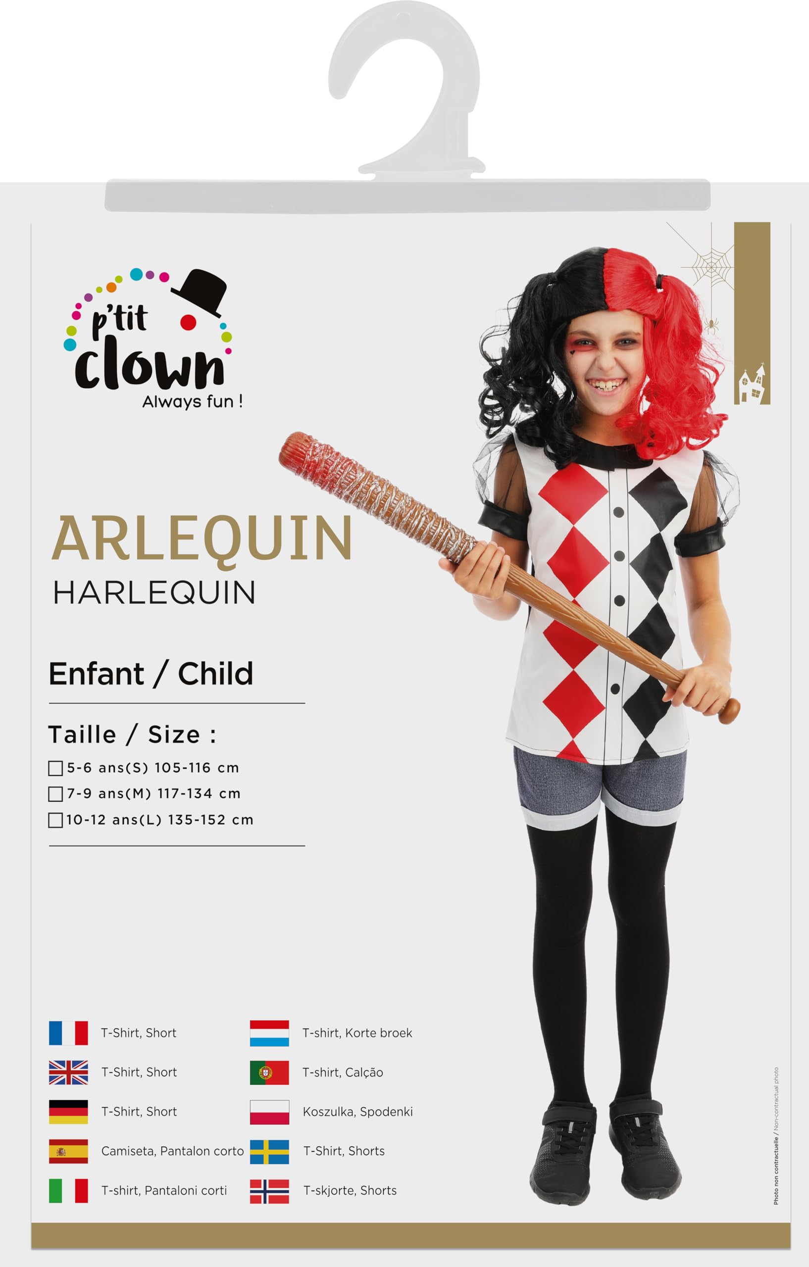 p-tit-clown-harlekin-clown-kost-m-m-dchen-schwarz-rot image 6