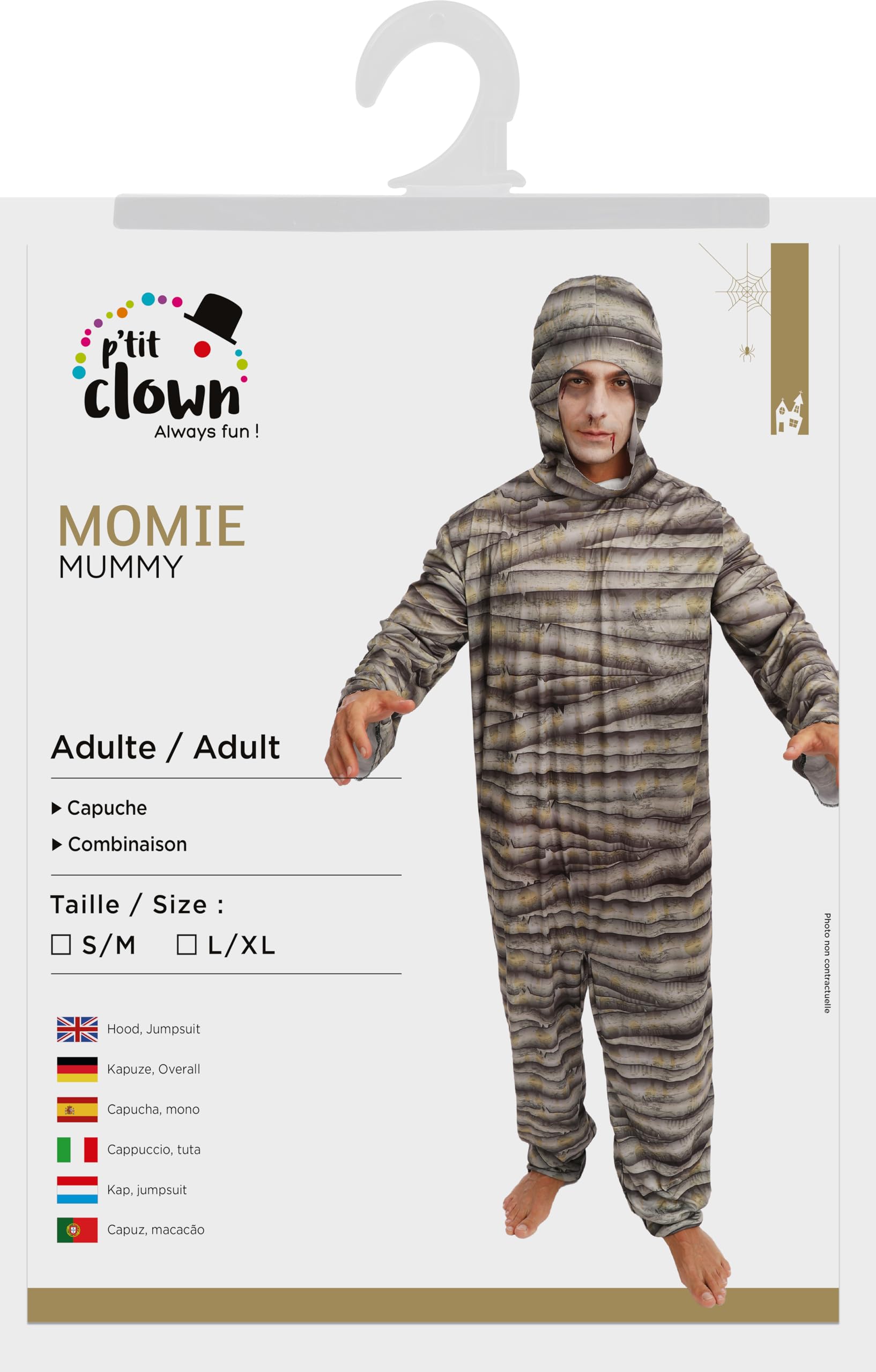 p-tit-clown-mumie-kost-m-f-r-erwachsene-overall-mit-kapuze image 5