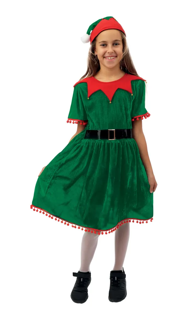 ptit-clown-wichtelkost-m-m-dchen-mit-g-rtel-und-gl-ckchen-m-tze-gr-n image 1