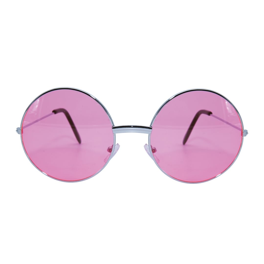 ptitclown-hippie-brille-rose-runde-metallbrille-erwachsene image 1