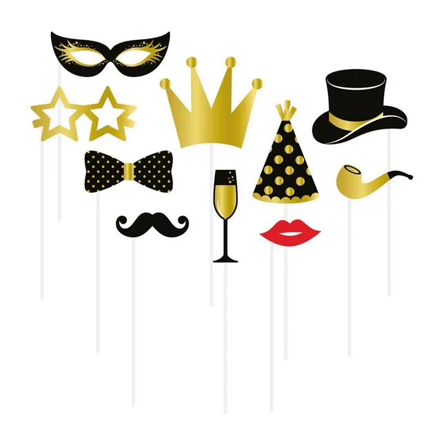 p-tit-clown-photobooth-zubeh-r-10-teilig-schwarz-gold-einheitsgr-e image 1